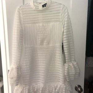 lulus white long sleeve ruffle dress